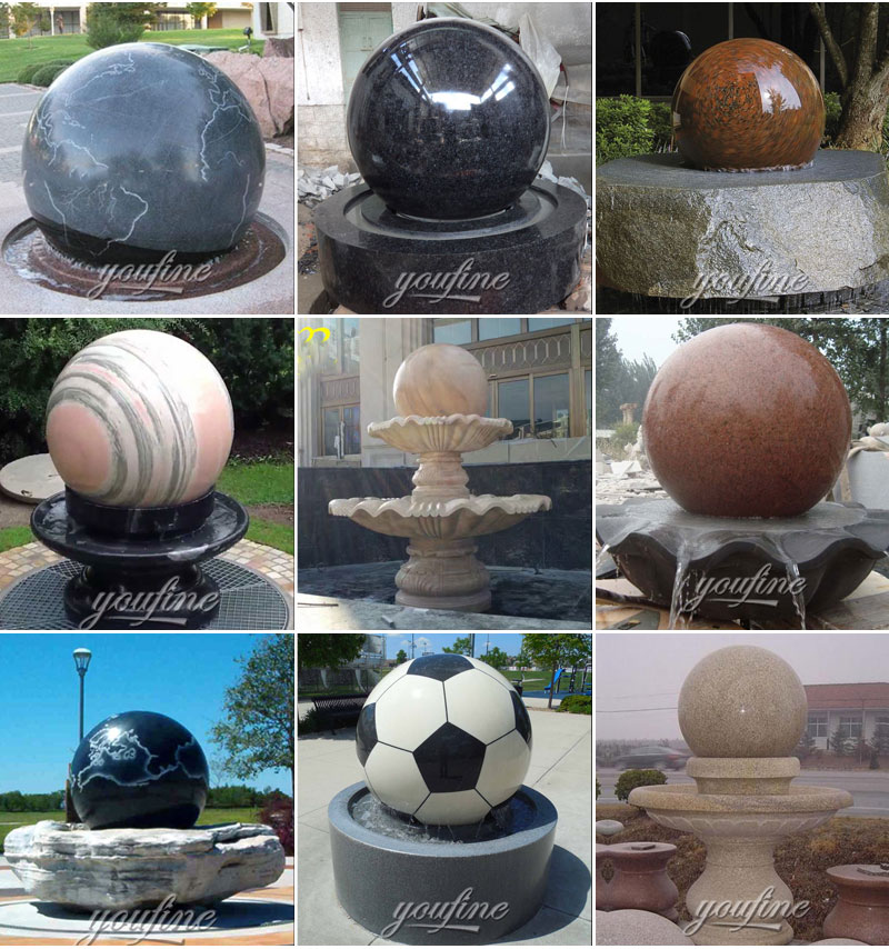 Outdoor antique stone fengshui ball water fountains design for home 