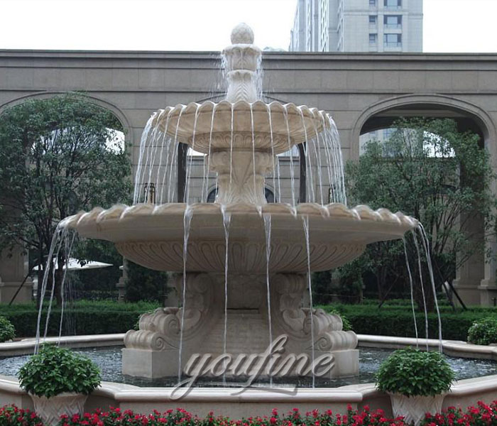 Outdoor antique marble tiered waterfall fountains for hotel on sale