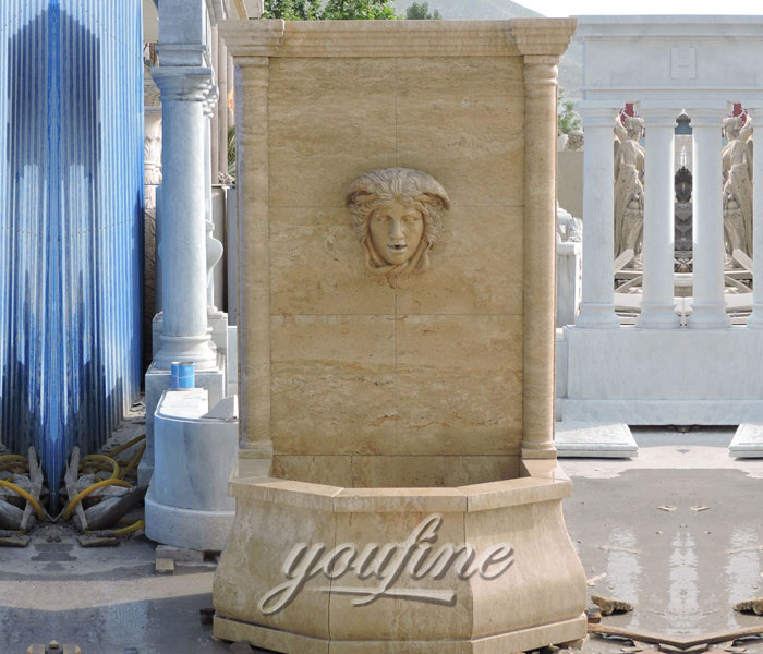 Outdoor antique marble garden wall fountains with woman face decor for sale