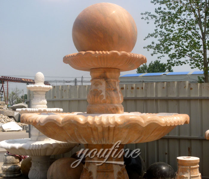 Outdoor antique stone fengshui ball water fountains design for home decor