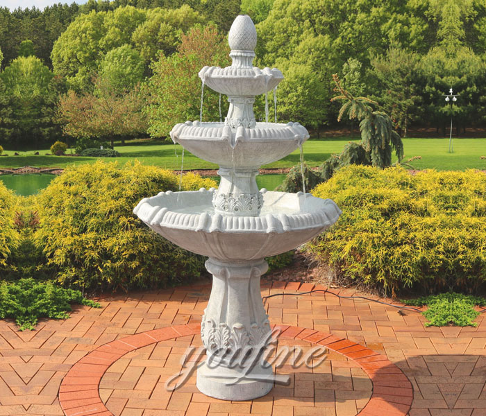 Outdoor carved white marble three tiers water small garden fountains for sale