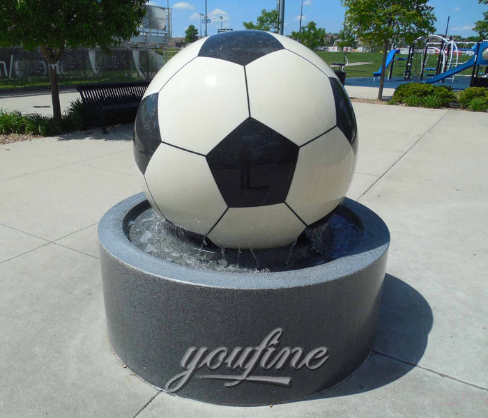 Outdoor casting black granite stone rotating football water garden fountains for sale