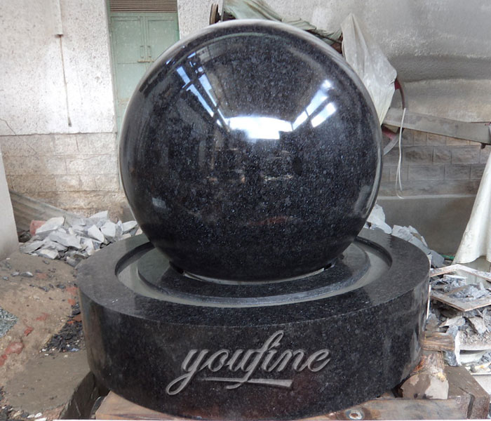 Outdoor water park casting black granite stone rotating ball fountains for sale