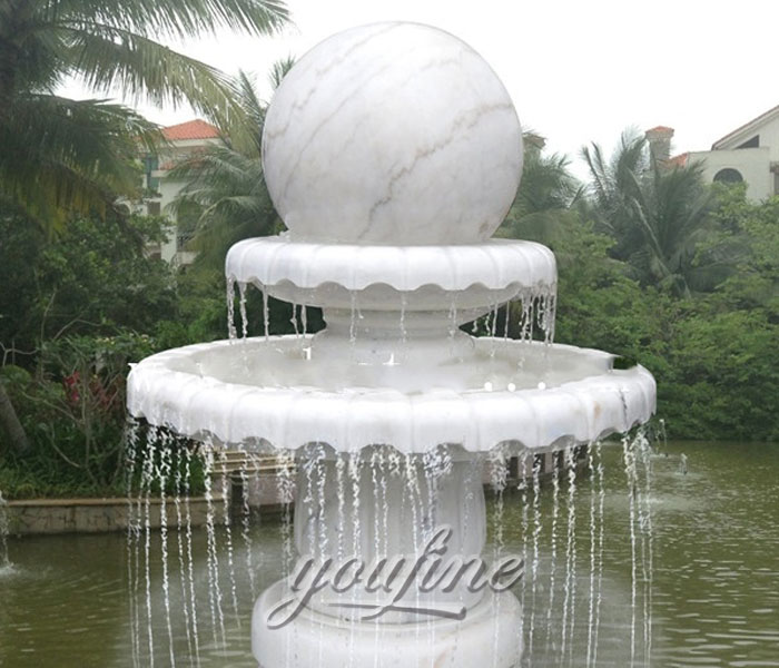 Buying pure white marble rotating ball tiered water fountains for garden