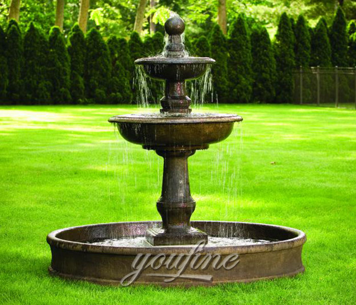 Outdoor antique small casting black marble yard water fountain for sale