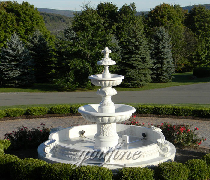 Classical outdoor white marble water garden 3 tiers fountain for sale