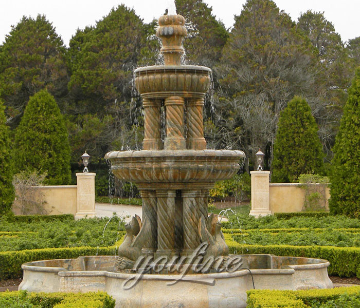 outdoor large antique marble stone water bird bath backyard fountain with column for sale