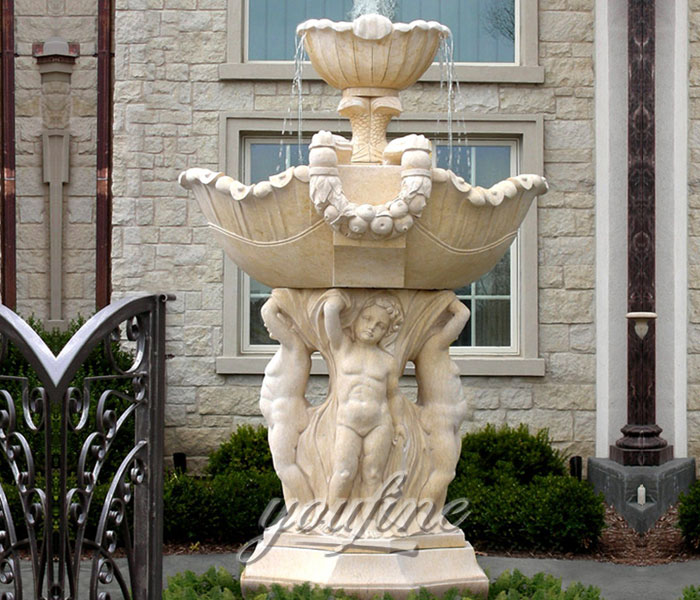 Outdoor stone water backyard fountains with angel for sale